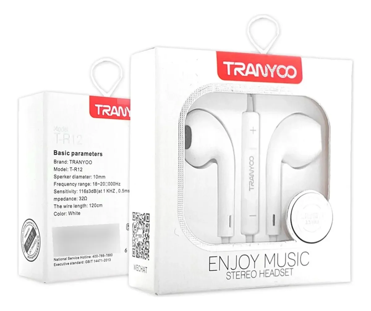 AUDÍFONOS TRANYOO ENJOY HIFI SOUND MUSIC IN-EAR MODELO: T-R12