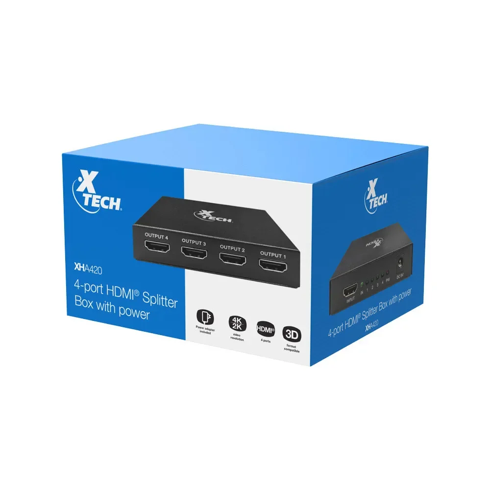 X-TECH SPLITTER HDMI DE 1 A 4 PUERTOS