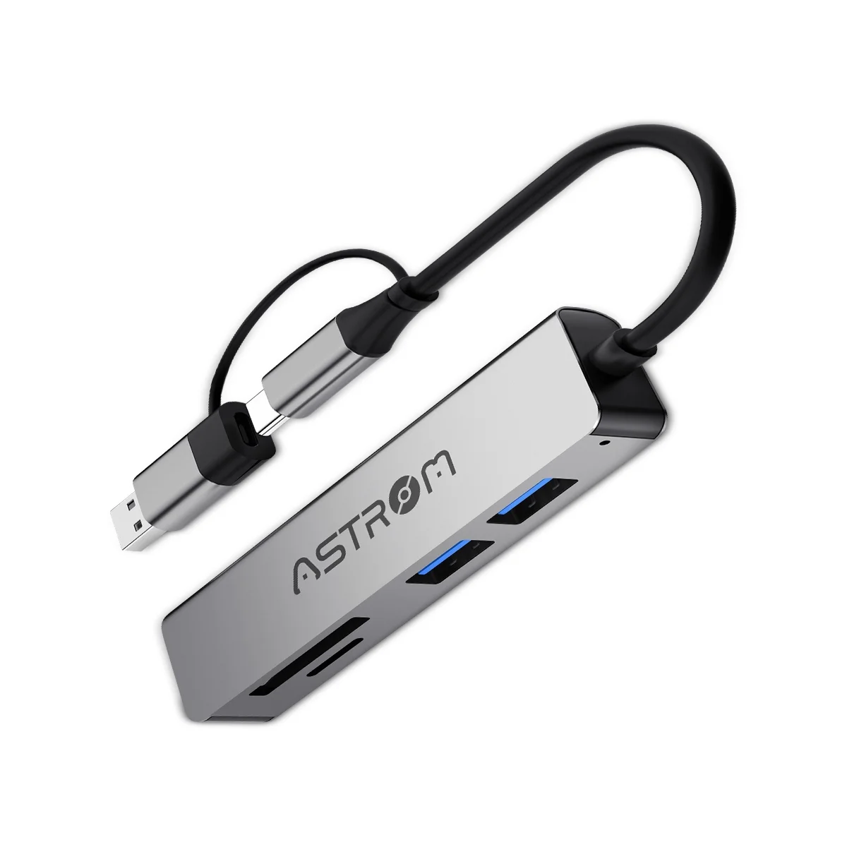 HUB USB 5 EN 1 AST MH2351-SD 1PORT 3.0 2PORTS 2.0 1SD 1mSD ASTROM