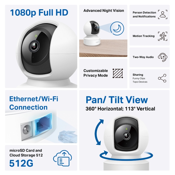 TP-LINK TAPO | PAN/TILT HOME SECURITY WI-FI CAMERA TAPO C202 (1080) - Imagen 4